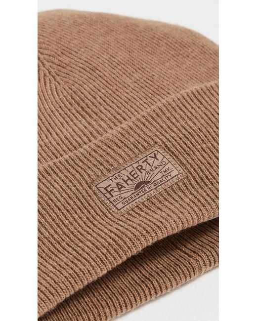 Faherty Brand Natural Core Logo Beanie for men