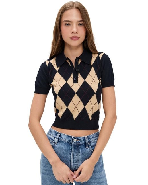 FRAME Black The Argyle Polo