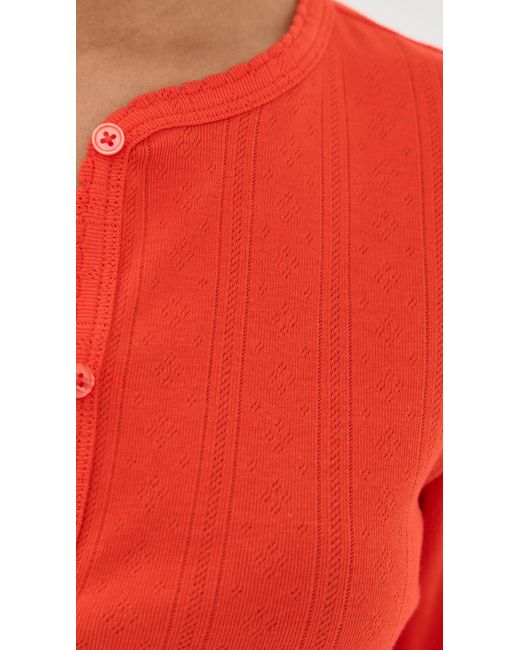 Le Bos Red Audrey Pointelle Cardigan