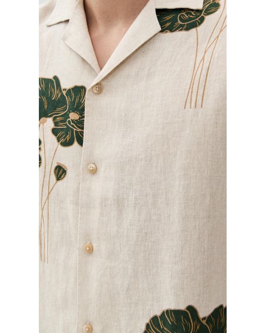 Frescobol Carioca Natural Roberto Linen Short Sleeve Shirt for men