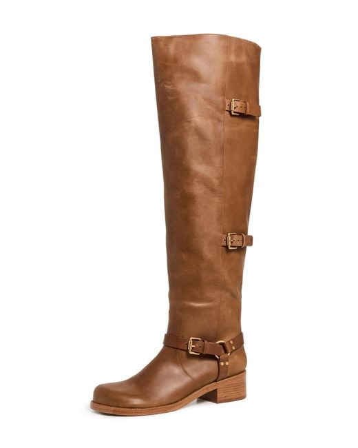 Farm Rio Brown Distressed Leather Over The Knee Boot