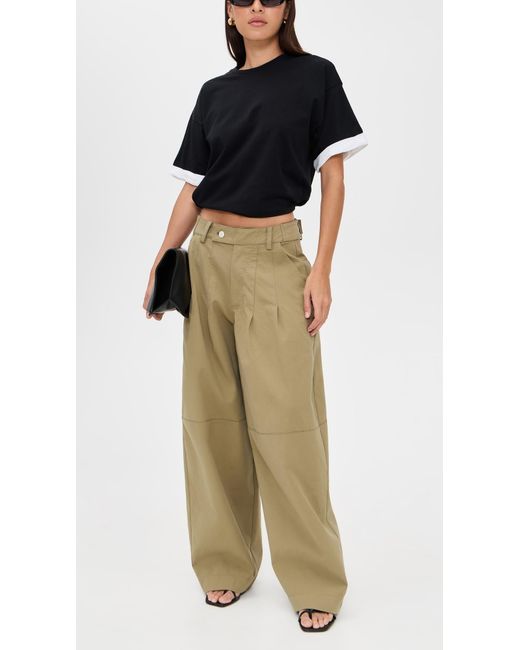 Pixie Market Green Baggy Button Pants