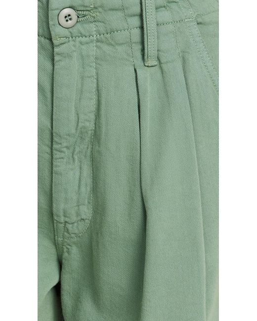 Mother Green The Pleated Chute Prep Shorts