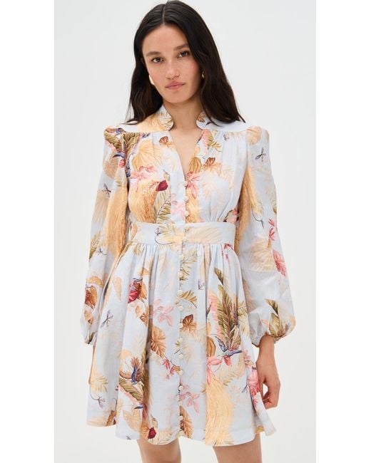 ワンピース ZIMMERMANN ASCENSION MINI DRESS ZIMMERMANN Ascension Mini Dress | Blue | FARFETCH CA