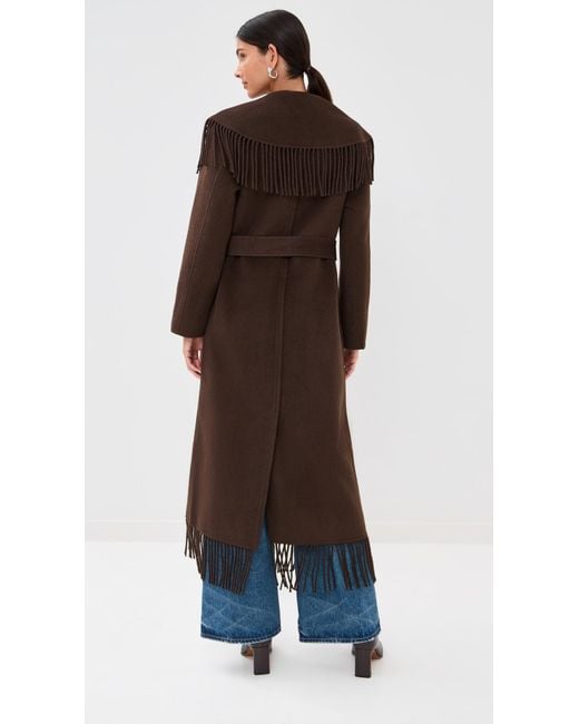 Jonathan Simkhai Black Carrie Fringe Robe Coat