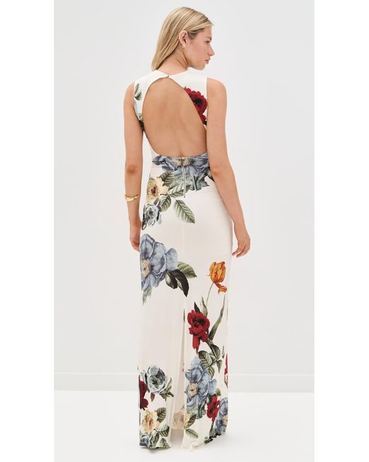 Alice + Olivia White Delora Open Back Maxi Dress