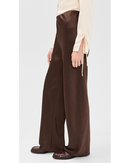 Vince Brown High Waist Fluid Satin Bias Pants