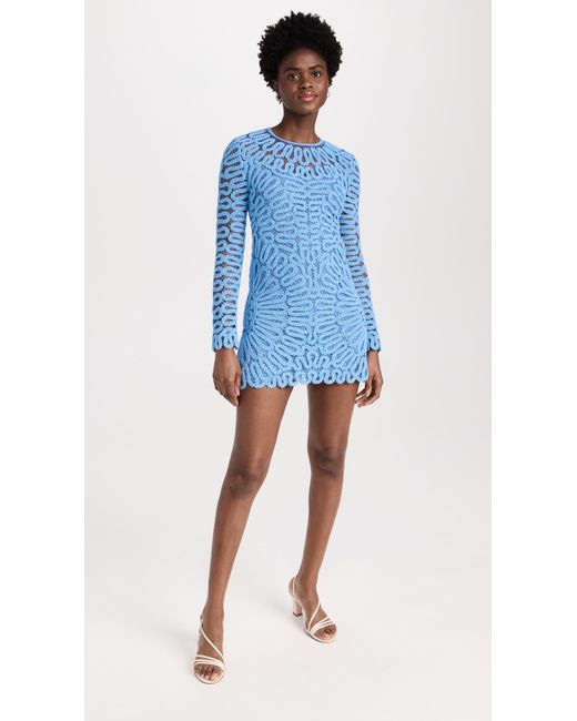Jonathan Simkhai Blue Mccall Cage Crochet Embroidery Mini Dress