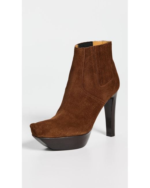 R13 Brown Pointy Toe Platform Heel Boots