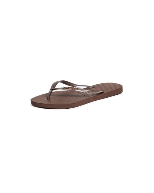 Havaianas Black Slim Logo Metallic Flip Flops