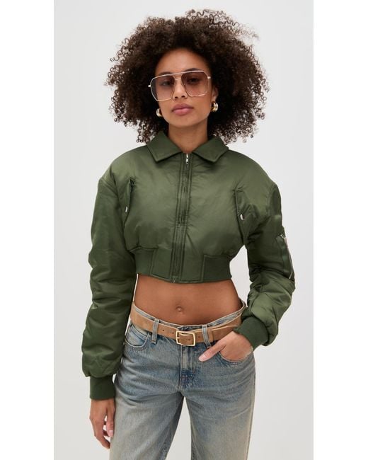 Lioness Green Essential Cropped Bomber