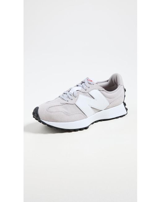 white and gray 327 sneakers