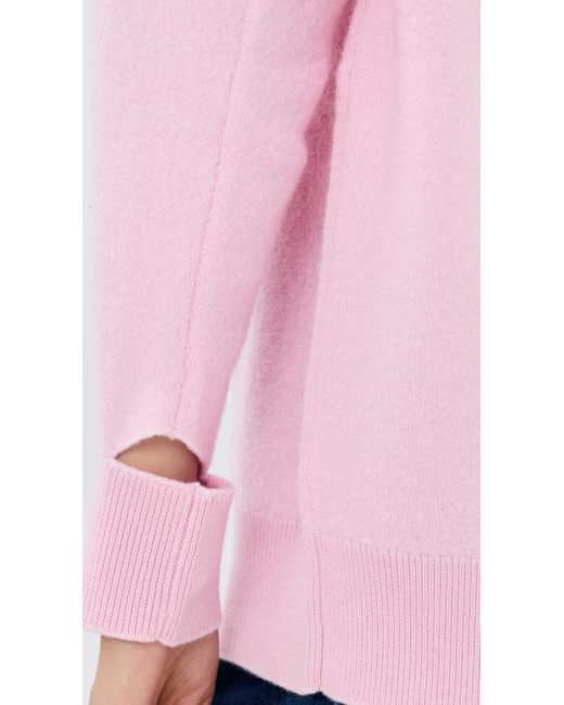 Tibi Pink Boiled Wool Crewneck Easy Pullover