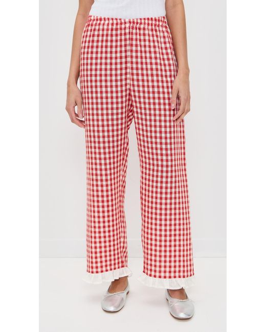 Sleeper Red Puff Linen Lounge Pants