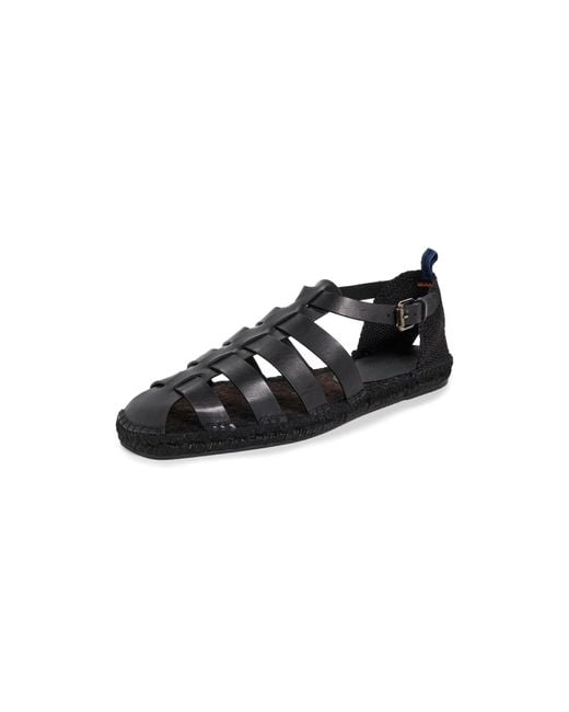 Castaner Black Pietro Leather Fisherman Sandals for men
