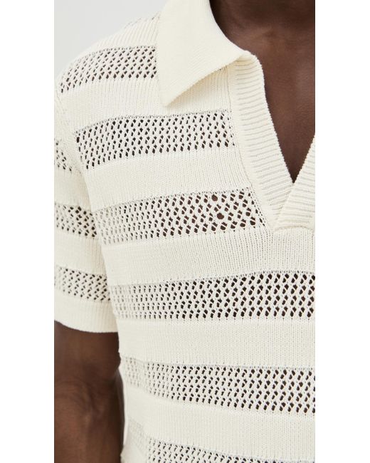 Jonathan Simkhai White Open Knit Polo for men