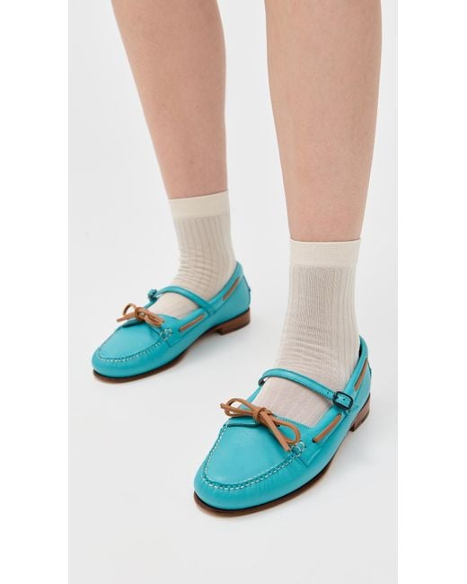 Hereu Blue Lorea Supple Shiny Flats