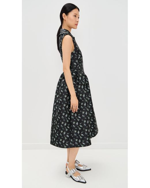 Ganni Floral Jacquard Midi Dress in Black | Lyst Ganni Floral Jacquard Midi Dress in Black | Lyst