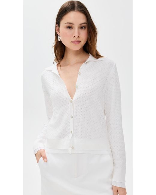 Vince White Double Layer Mesh Caridigan