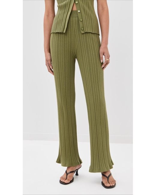 Le Bos Green Ribbed Flare Pants