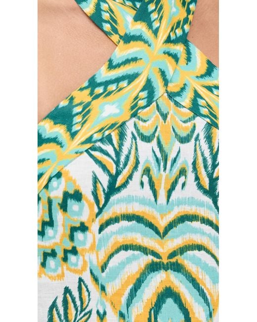 FARM Rio Tropical Tapestry Off- Halter Neck Dress in Green | Lyst