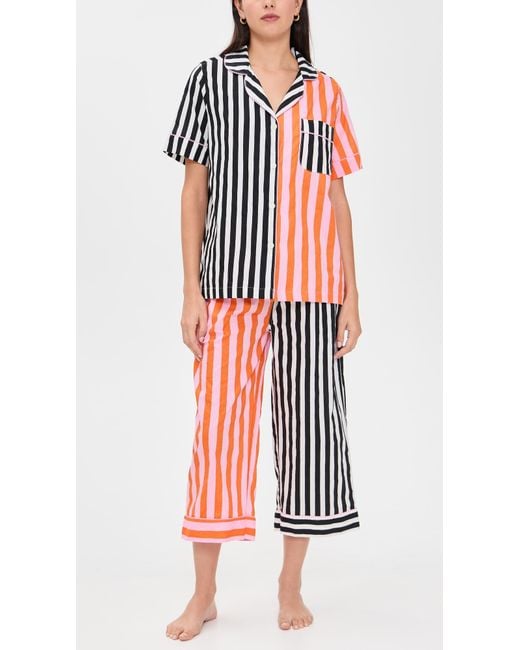 Printfresh Red Short Sleeve Cropped Pajama Set