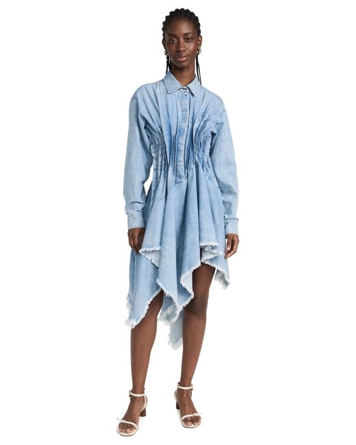 Marques'Almeida Blue Pleated Shirt Dress