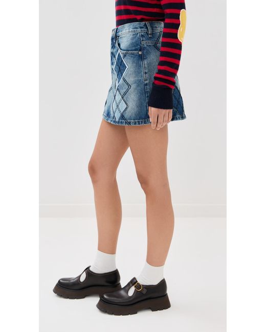 Marc Jacobs Blue Argyle Patchwork Mini Skirt