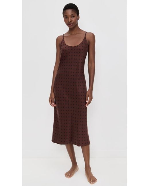 Lunya Brown Washable Silk Bias Slip Dress