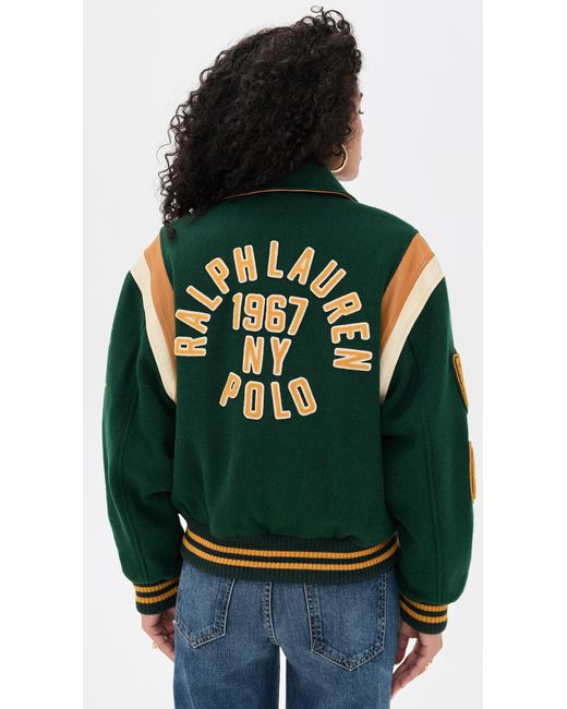 Polo Ralph Lauren Green Wool Varsity Jacket