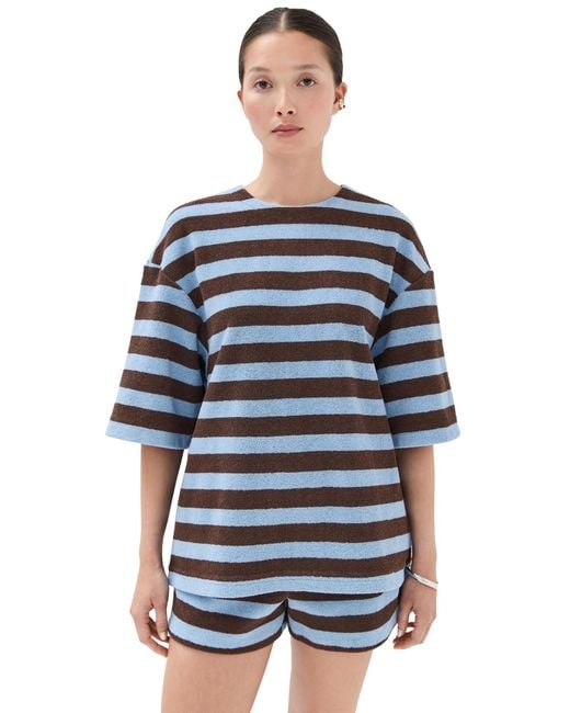 Tibi Blue Bonded Dry Loop Terry Easy Tee