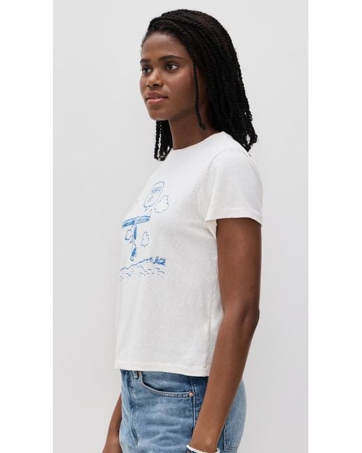 Re/done White Snoopy Surfs Up Classic Tee