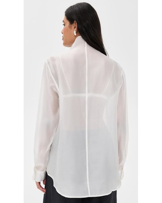 Pixie Market White Sheer High Cowl Neck Blouse