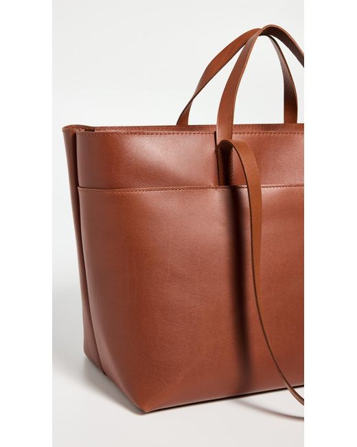 Madewell Brown The Zip-top Essential Tote In Leather