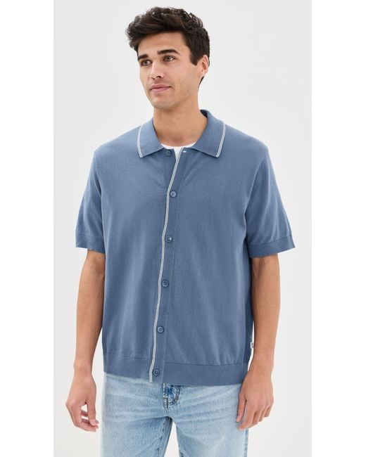 NN07 Blue Nolan Button Down Sweater Polo for men