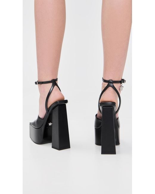 Versace Black Calf Leather Sandals
