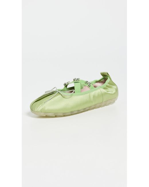 Simone Rocha Green Embellished Ballerina Grip Flats