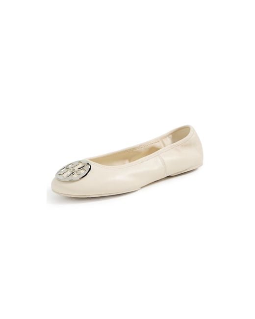 Tory Burch White Reva Ballet Flats