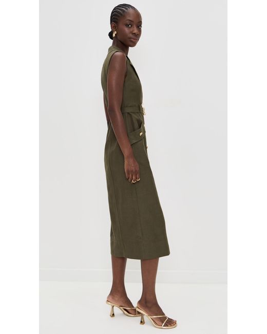 green design dress GREEN ONE-SHOULDER CAPE DRAPED SILK DRESS | CULT MIA main image 0