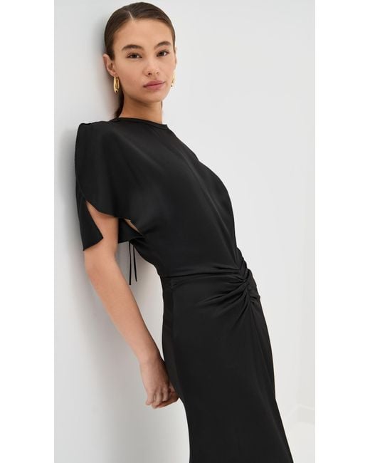 Victoria Beckham Black Gathered Waist Floor Length Dress