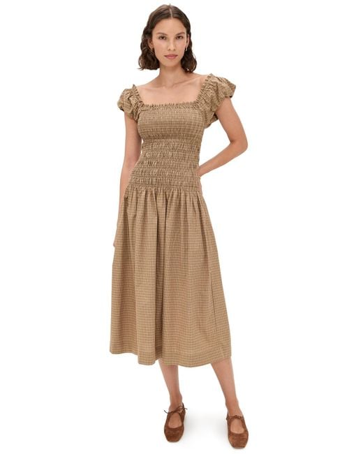 aje asher midi dress Casa Puff Sleeve Midi Dress-BLACK / 4