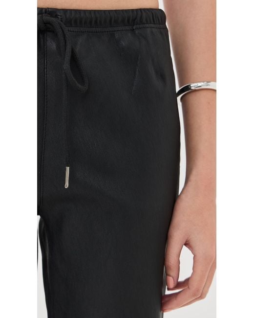 SPRWMN Black Leather Drawstring Joggers