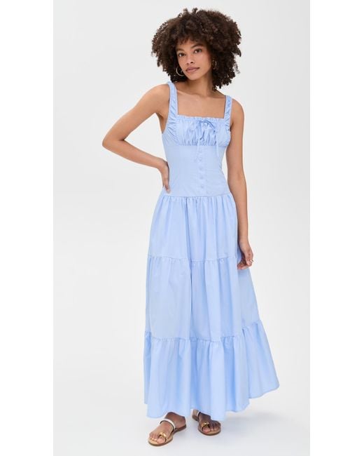 Moon River Sleeveless Corset Top Maxi Dress in Blue | Lyst