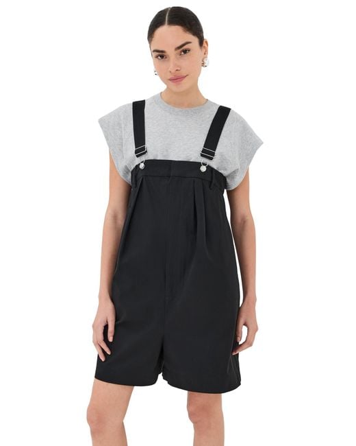 Tibi Black Bio Twill Overall Shorts