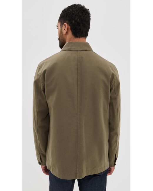 Vince Brown Slub Cotton Linen Utility Chore Jacket for men