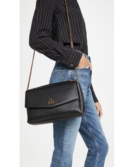 Tory Burch Leather Kira Pebbled Convertible Shoulder Bag in Black - Lyst