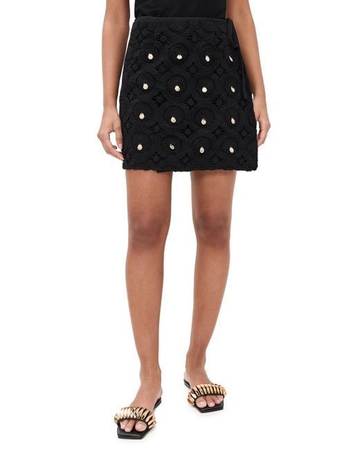 Never Fully Dressed Black Crochet Shell Wrap Skirt