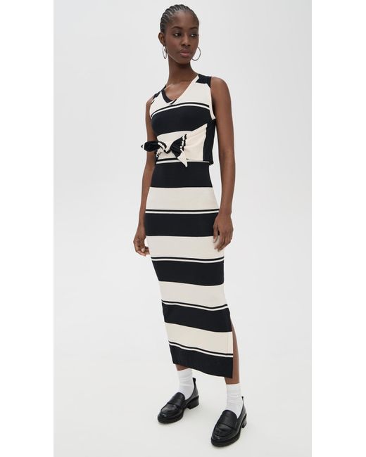 MSGM Black Striped Long Dress