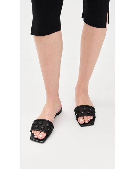 COACH Black Tea Rose Flat Sandals