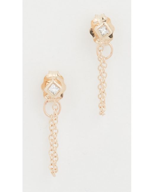 Zoe Chicco Metallic Princess Diamonds Chain Earrings
